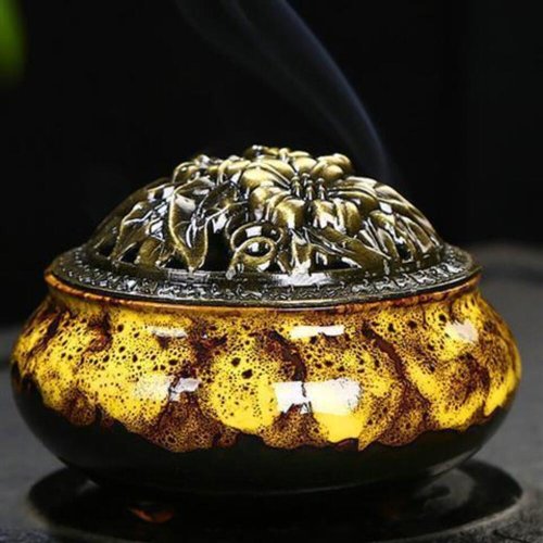 BACKYARD FAMILY(バックヤードファミリー)/香炉 陶器 お香立て付 incense02/イエロー系1