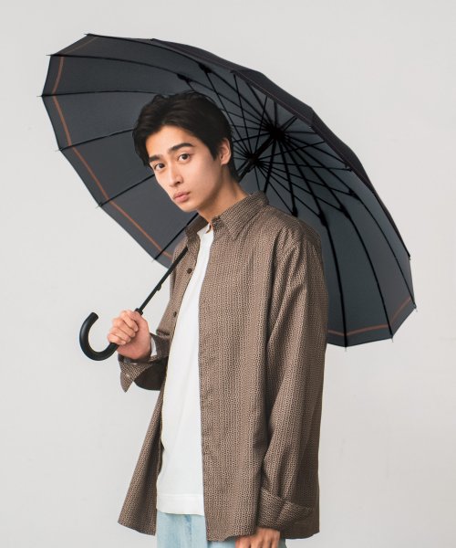 Wpc．(Wpc．)/【Wpc.公式】雨傘 UNISEX 16K アンブレラ 60cm 16本骨 継続撥水 晴雨兼用 メンズ レディース 長傘/チャコールシングルライン