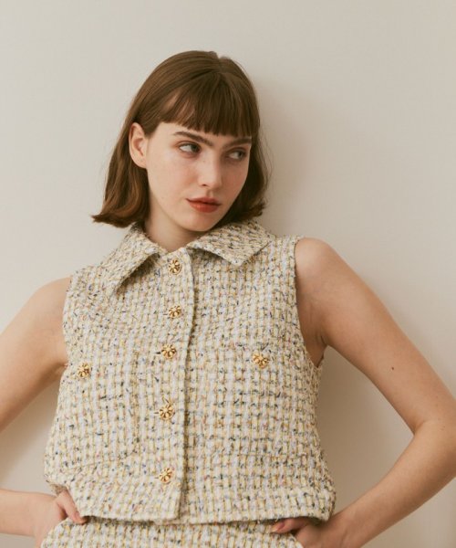 【LOULOU WILLOUGHBY】LINTONツイードミニベスト LOULOU