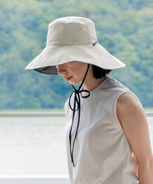 Wpc．(Wpc．)/【Wpc.公式】帽子 UVカット接触冷感つば広ハット 遮光 UVハット サイズ調整可能 紐付き 洗濯可能 おしゃれ 可愛い 女性 レディース/ベージュ