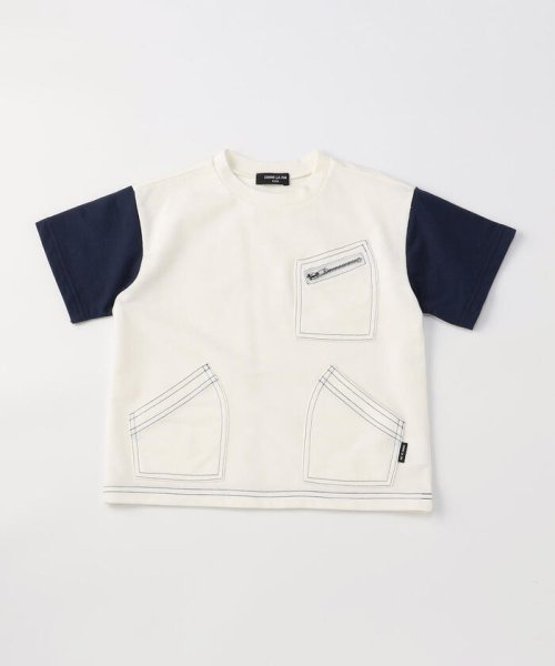 COMME CA ISM KIDS(コムサイズム（キッズ）)/ポケット 半袖Tシャツ/ホワイト