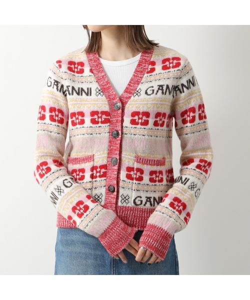 GANNI(ガニー)/GANNI ニット カーディガン Logo Wool Mix Cardigan Vネック/その他系1