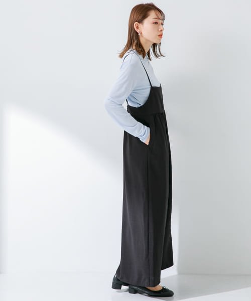 URBAN RESEARCH Sonny Label(アーバンリサーチサニーレーベル)/『UR TECH DRYLUXE』ギャザーワイドサロペット/ブラック