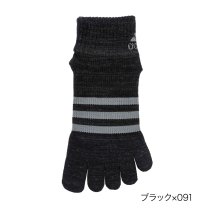 Adidas(アディダス)/福助 公式 ソックス ショート丈 レディース ADIDAS(アディダス) ボーダー柄 ワンポイント 足底滑り止め FOOTサポート 消臭加工 レディース 婦人 /ブラック