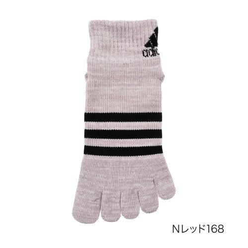 adidas(adidas)/福助 公式 ソックス ショート丈 レディース ADIDAS(アディダス) ボーダー柄 ワンポイント 足底滑り止め FOOTサポート 消臭加工 レディース 婦人 /レッド