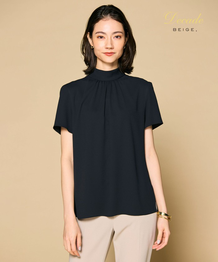 BEIGE 【洗える】EVA / ハイネックハーフスリーブブラウス BLACK 6 BEIGE 【洗える】EVA / ハイネックハーフスリーブブラウス BLACK 6