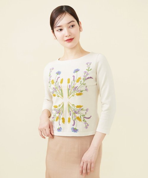 スプリングフラワー刺繍コットンプルオーバー 