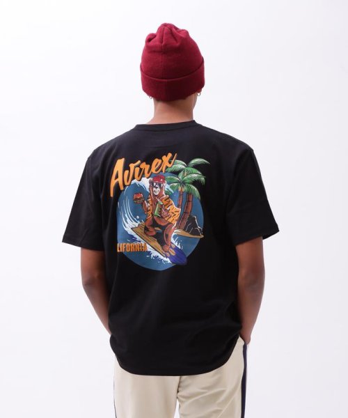 AVIREX(AVIREX)/《WEB&DEPOT限定》SURFING BEAR T－SHIRT / サーフィン ベア Tシャツ / AVIREX / アヴィレックス/ブラック