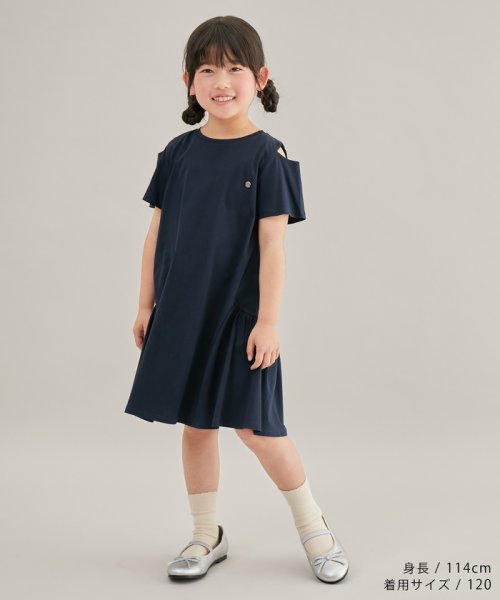 ROPE' PICNIC　KIDS(ロぺピクニックキッズ)/【KIDS】肩あきカットソーワンピース/ネイビー（40）