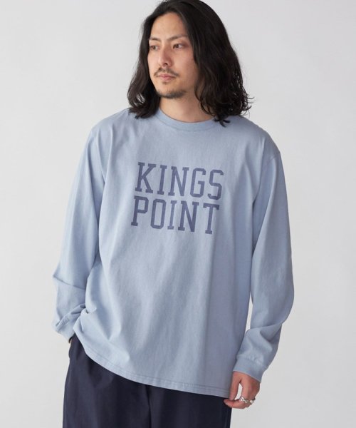 SHIPS MEN(シップス　メン)/KINGS POINT: ロゴ プリント 長袖 Tシャツ/ライトブルー