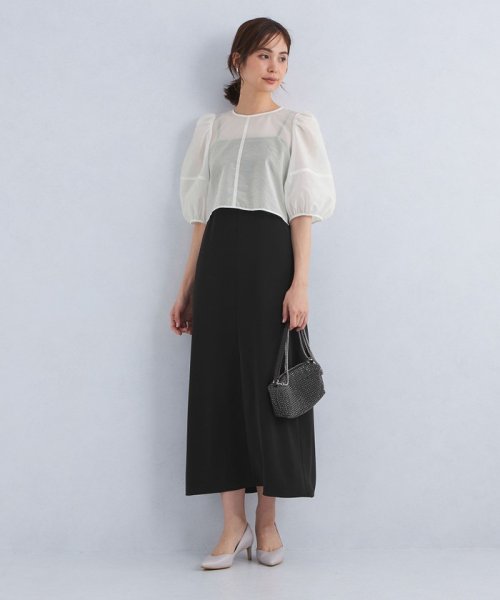 シアー フォルムスリーブ トップス × キャミソール ワンピース 