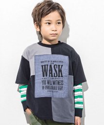 WASK(ワスク)/ダンガリーパッチTシャツ＋ボーダーロンTセット(100~160cm)/ブラック系