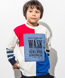 WASK(ワスク)/ダンガリーパッチTシャツ＋ボーダーロンTセット(100~160cm)/オフホワイト系