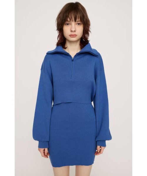 SLY(スライ)/BIG COLLOR ZIP UP 2P ショートワンピース/BLU