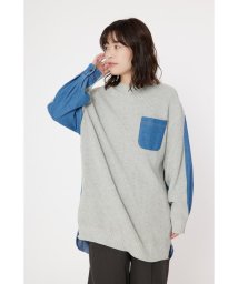 RODEO CROWNS WIDE BOWL(ロデオクラウンズワイドボウル)/デニムドッキングニットワンピース/L/GRY1