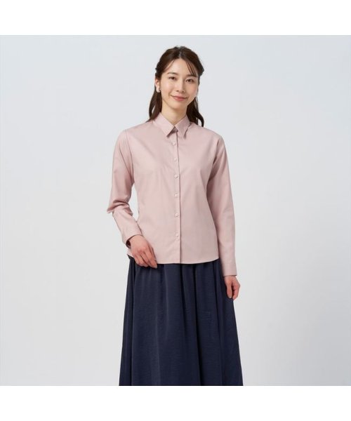 TOKYO SHIRTS(TOKYO SHIRTS)/形態安定 レギュラー衿 綿100% 長袖 レディースシャツ/ピンク・レッド