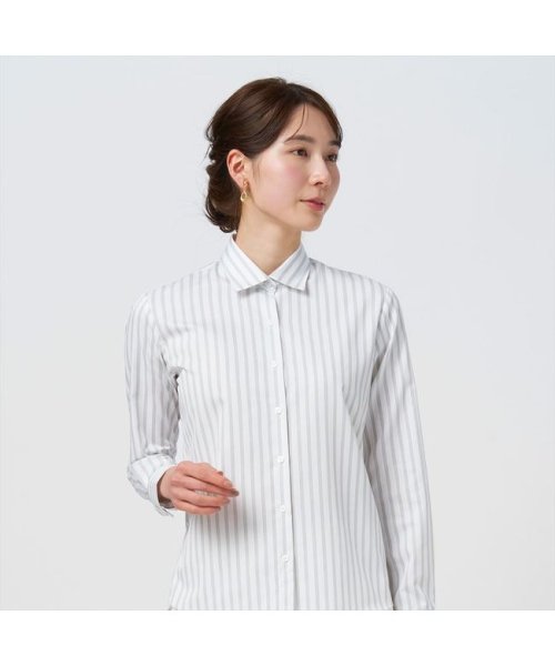 TOKYO SHIRTS(TOKYO SHIRTS)/【ECOVERO(TM)】 形態安定 ワイド衿 長袖 レディースシャツ/グリーン