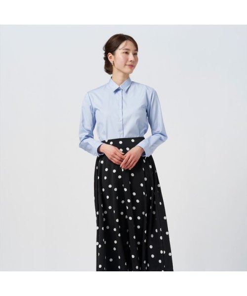 TOKYO SHIRTS(TOKYO SHIRTS)/形態安定 レギュラー衿 綿100% 長袖 レディースシャツ/ブルー