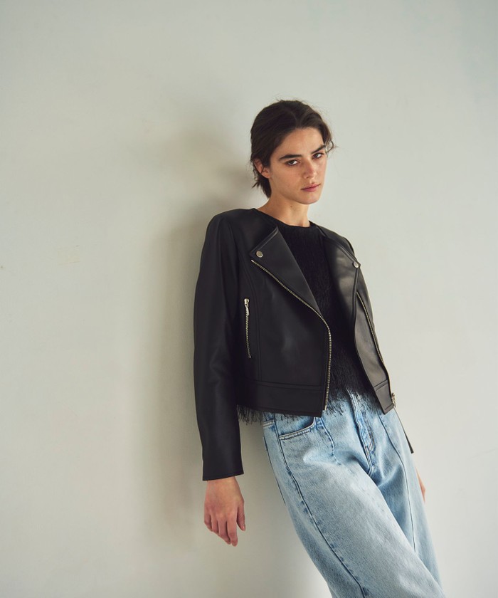 UNTITLED アンタイトル ラムレザージャケット ノーカラージャケット