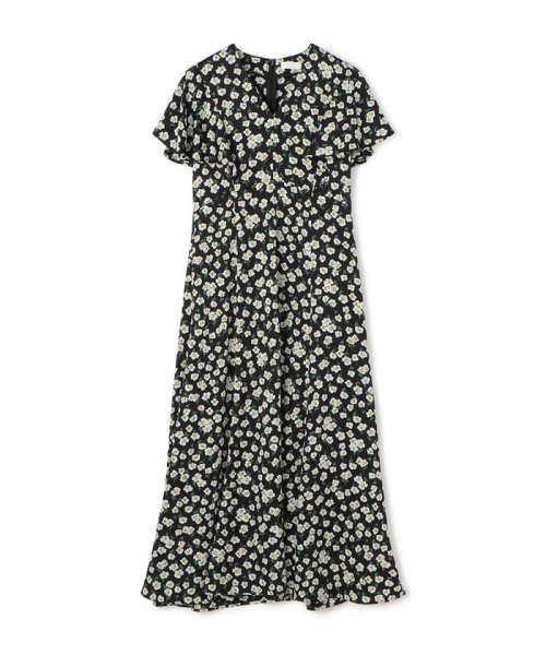 スピアワートプリント フレアスリーブワンピース 