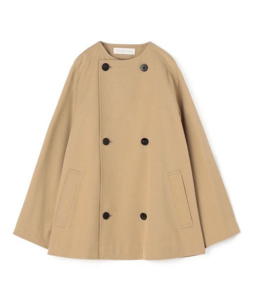 コットンウールギャバジン カラーレスショートコート 