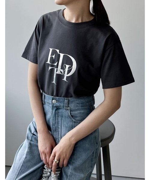 Re:EDIT(リエディ)/[2024SS COLLECTION]スタックロゴプリントTシャツ/チャコールグレー系1