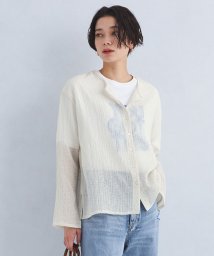 green label relaxing(グリーンレーベルリラクシング)/シアー ポコポコ クルーネック カーディガン/OFFWHITE