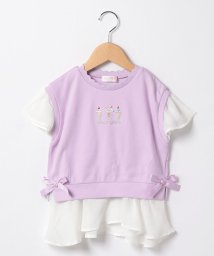 mezzo piano(メゾピアノ)/アイス刺しゅうレイヤードＴシャツ/ラベンダー