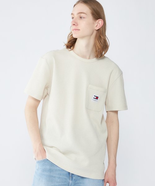 TOMMY JEANS(トミージーンズ)/レギュラーワッフルポケットTシャツ/アイボリー