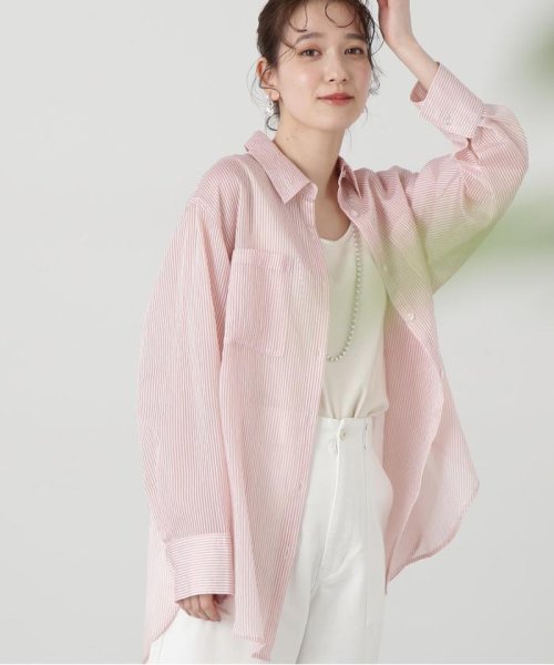 N Natural Beauty Basic(エヌナチュラルビューティベーシック)/シアーストライプシャツ 24SS/ピンクストライプ1