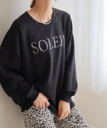 SocialGIRL(ソーシャルガール)/SOLEILロゴ刺繍トレーナー/ブラック