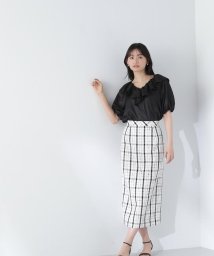 NATURAL BEAUTY BASIC(ナチュラルビューティーベーシック)/スラブチェックタイトスカート/オフ×クロ2