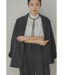 N Natural Beauty Basic(エヌナチュラルビューティベーシック)/シングルブレストデザインテーラードジャケット/チャコールグレー