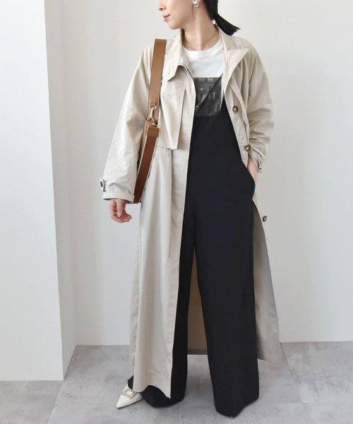 quaranciel:〈手洗い可能〉スタンドカラー ウエストドロー ロング コート quaranciel ONE