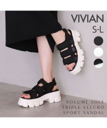 Vivian(ヴィヴィアン)/厚底トリプルベルクロダッドスポーツサンダル/ブラック系1