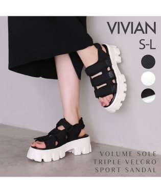 Vivian/厚底トリプルベルクロダッドスポーツサンダル/505899431