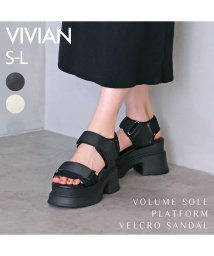 Vivian(ヴィヴィアン)/厚底プラットフォームベルクロダッドサンダル/ブラック