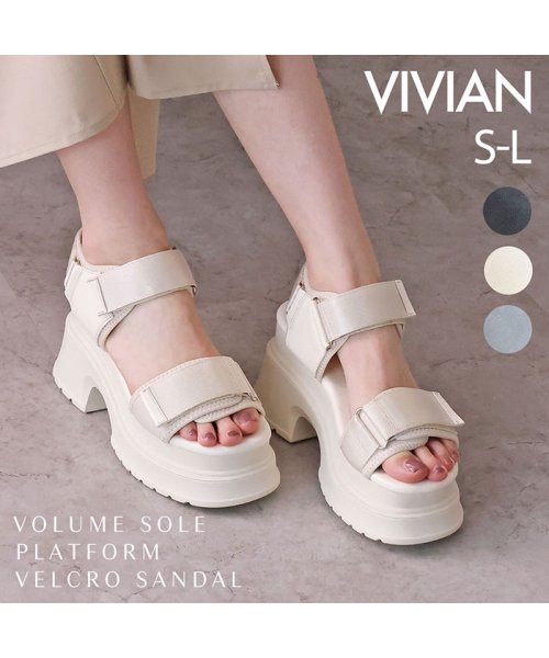 Vivian(ヴィヴィアン)/厚底プラットフォームベルクロダッドサンダル/アイボリー