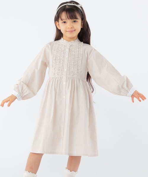 SHIPS KIDS(シップスキッズ)/SHIPS KIDS:100～130cm / フリル シャツ ワンピース/ベージュ系