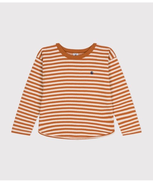 PETIT BATEAU(プチバトー)/チュビックボーダー長袖Ｔシャツ/ブラウン