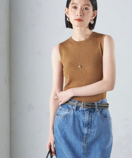 SHIPS WOMEN(シップス　ウィメン)/〈手洗い可能〉ラメ ノースリーブ ニット 24SS ◇/キャメル