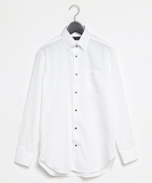 D'URBAN(ダーバン)/ホワイトドビードレスシャツ(スナップダウン)/ホワイト