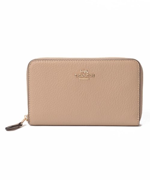 COACH(コーチ)/コーチ C4124 コンパクト財布 ラウンドファスナー 小銭入れ付 レディース/ベージュ