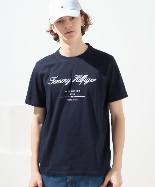 TOMMY HILFIGER(トミーヒルフィガー)/スクリプトロゴTシャツ/ネイビー 