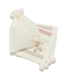 gelato pique Kids＆Baby(gelato pique Kids＆Baby)/【ラッピング済み】【BABY】ベビモコ5ボーダーブランケット＆うさぎラトルSET/PNK