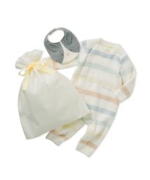 gelato pique Kids＆Baby(gelato pique Kids＆Baby)/【ラッピング済み】【BABY】ベビモコ5ボーダーロンパース＆うさぎスタイSET/MNT