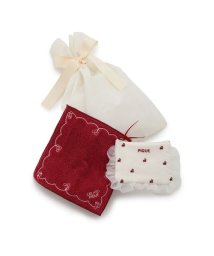 gelato pique(gelato pique)/【ラッピング済み】チェリー刺繍ティッシュポーチ＆ハンドタオルSET/RED