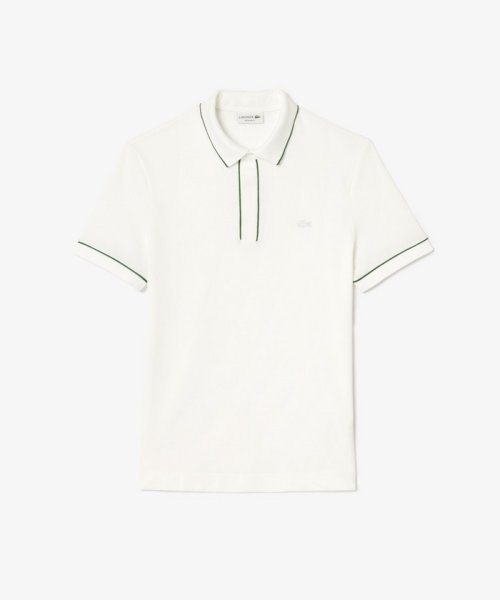 LACOSTE Mens(ラコステ　メンズ)/オーガニックコットン ストレッチ鹿の子 配色パイピング比翼ポロシャツ/ホワイト