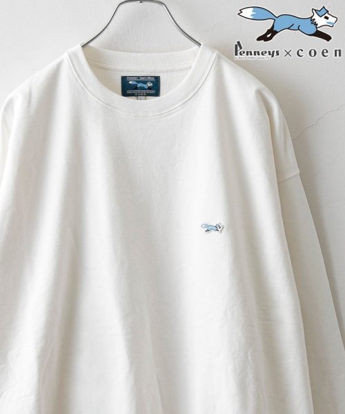 coen(coen)/PENNEYS（ぺニーズ）別注クリアコットンクルーネックスウェット（WEB限定カラー）/OFFWHITE