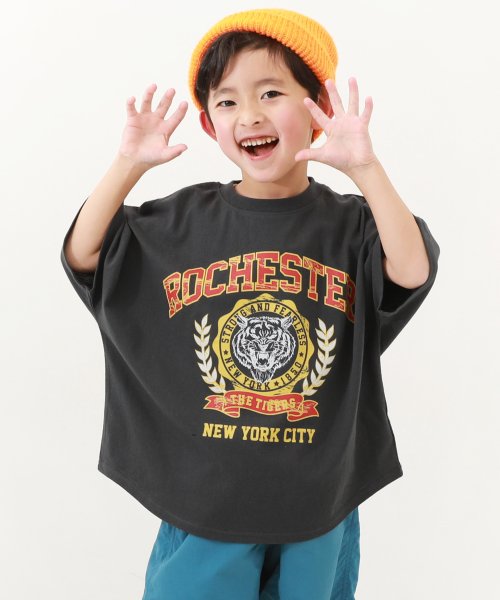 devirock(デビロック)/デビラボ スーパーBIGシルエット プリント半袖Tシャツ 子供服 キッズ 男の子 女の子 トップス 半袖Tシャツ Tシャツ /ブラック系1